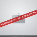 Placeholder illustration: stainless steel tag on a split ring, engraved with a name and phone number. Not a photograph.